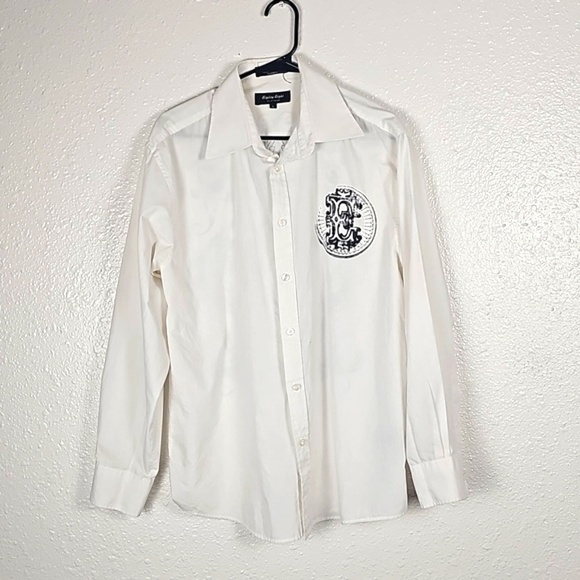 EIGHTY EIGHT PLATINUM Mens Large White&Black Long Sleeve Collared Shirt - Picture 1 of 5